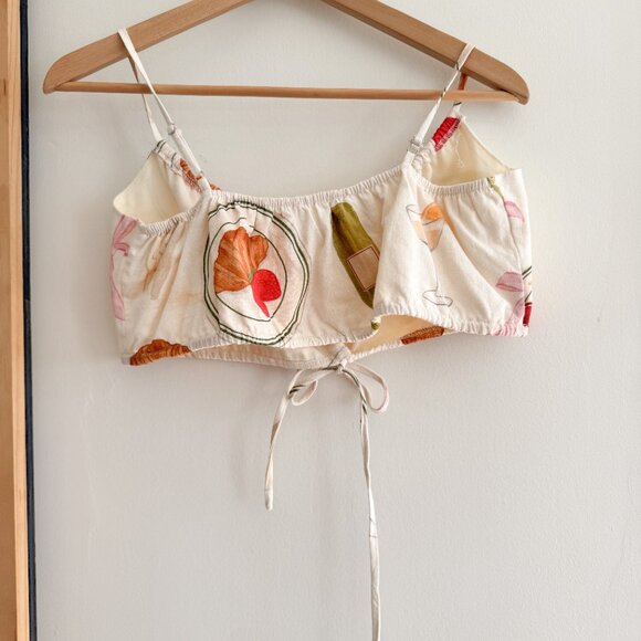 NWT Drawstring Crop Top (S) Al Fresco Printed Top by Bailey Ros - Picture 4 of 5